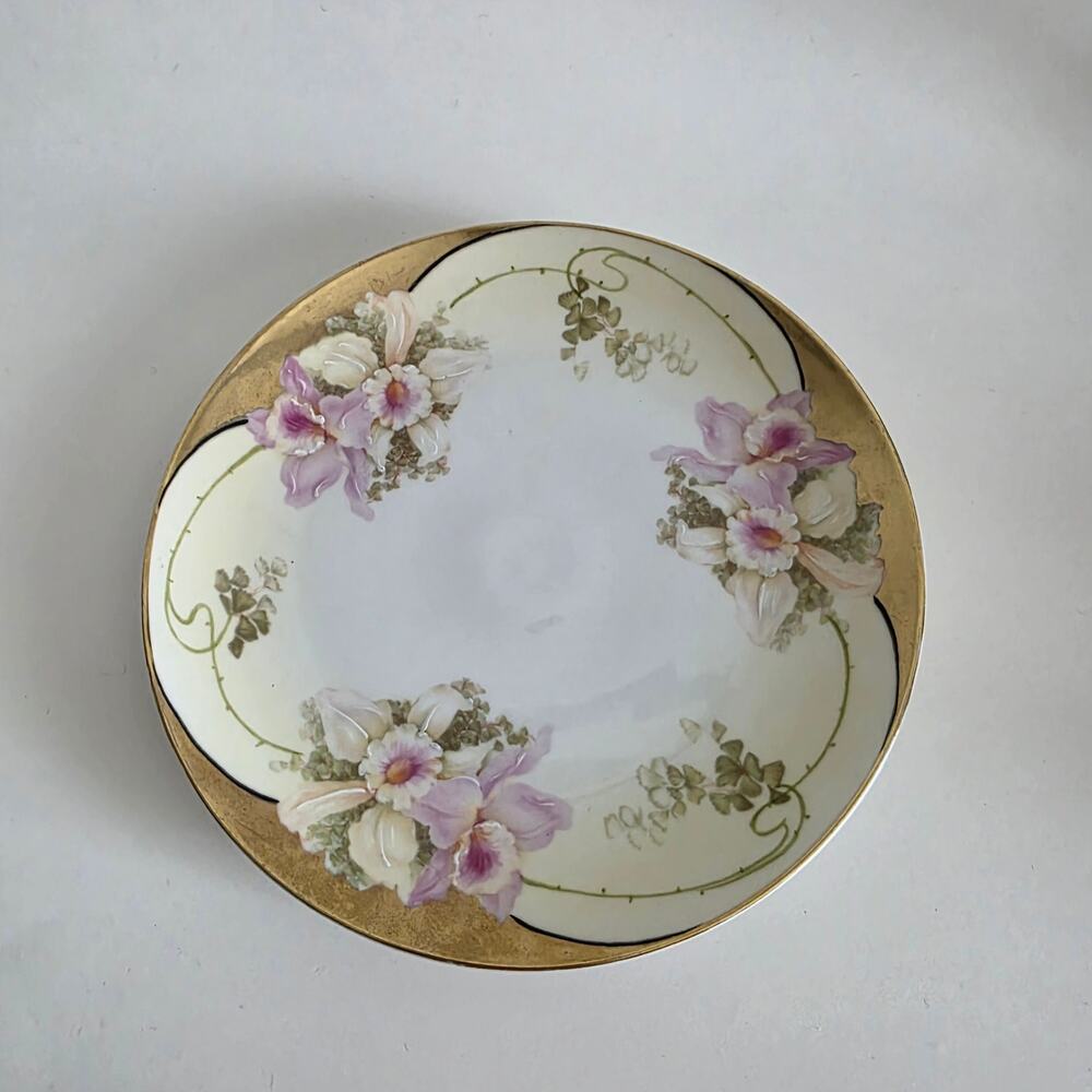Royal Rudolstadt Prussia Hand Painted Raised Floral Cabinet Plate 8.5"